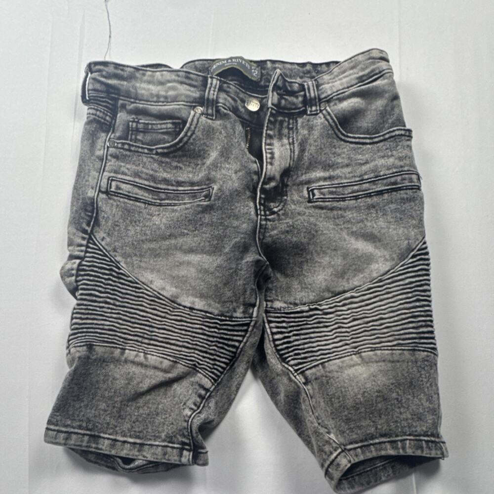 Denim & Rivets Boys Biker Acid Wash Denim Shorts boys Size 12 Gray